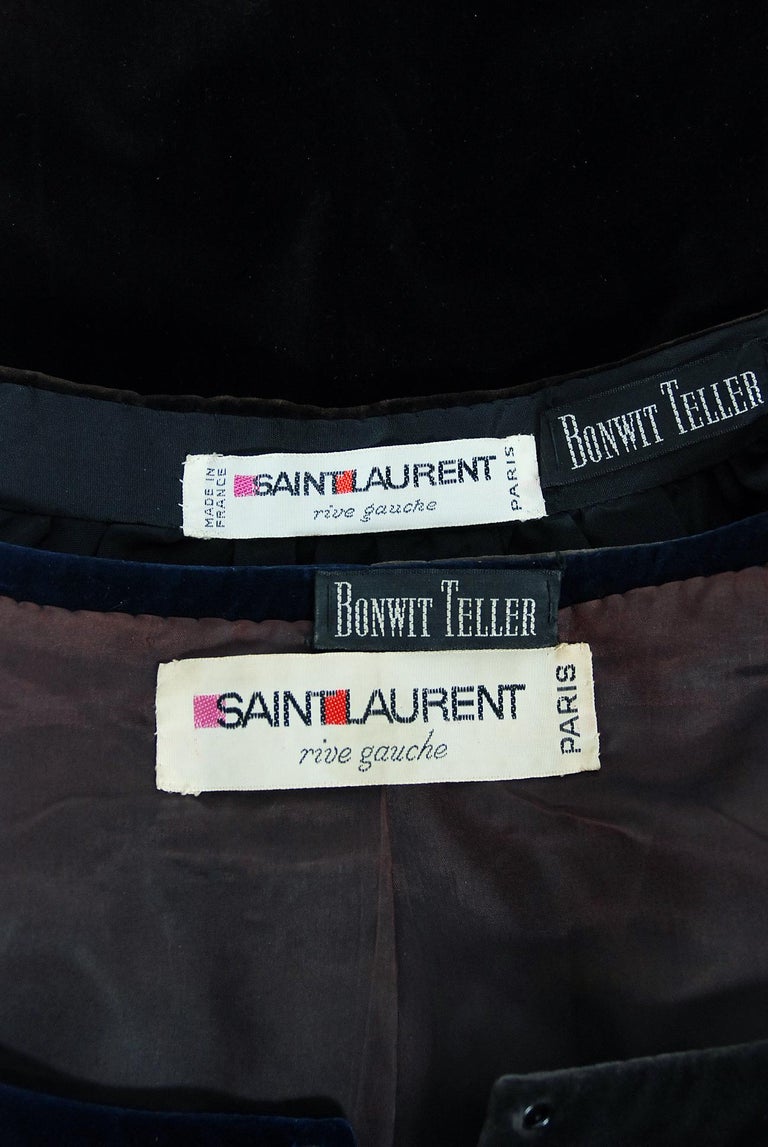 1970 Yves Saint Laurent Corset Lace-Up Mutton Sleeve Velvet Blouse and ...