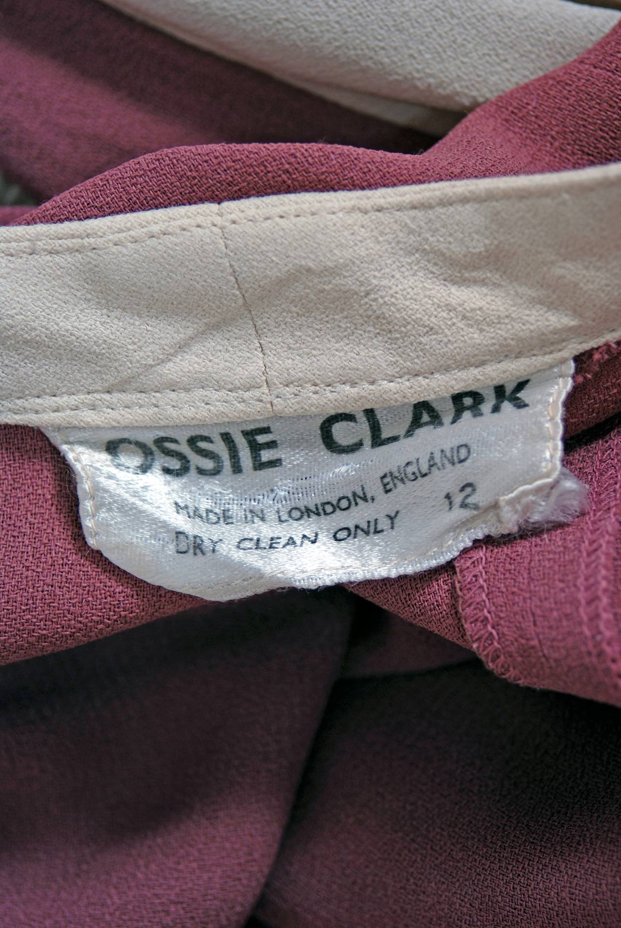 1970's Ossie Clark Couture Block-Color Tiered Pastel Moss-Crepe Plunge Dress 1