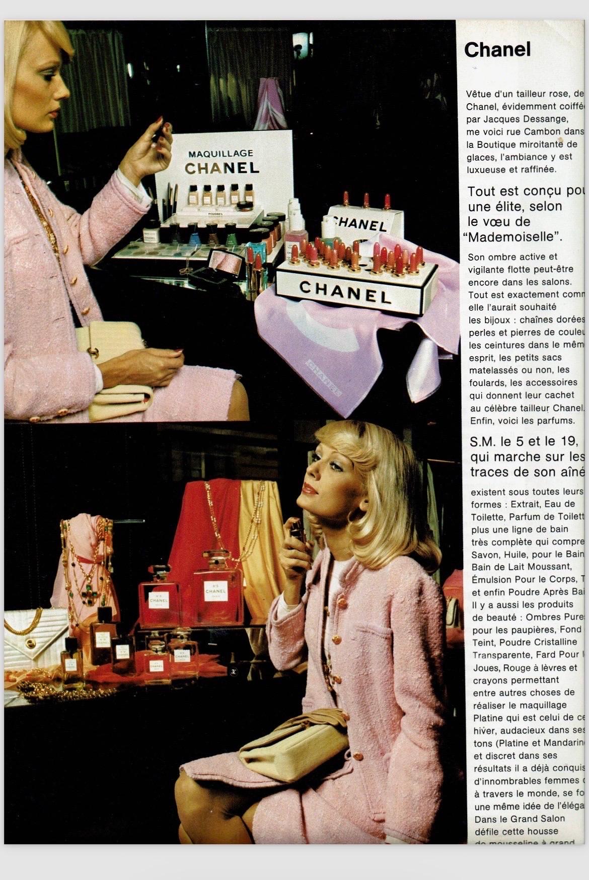 Chanel Haute Couture documenté veste chemisier jupe chemisier en laine rose vintage 1973 en vente 5