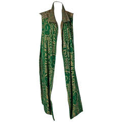 1920's Opulent Metallic-Gold Lace & Emerald Green Lame Deco Flapper Vest Jacket