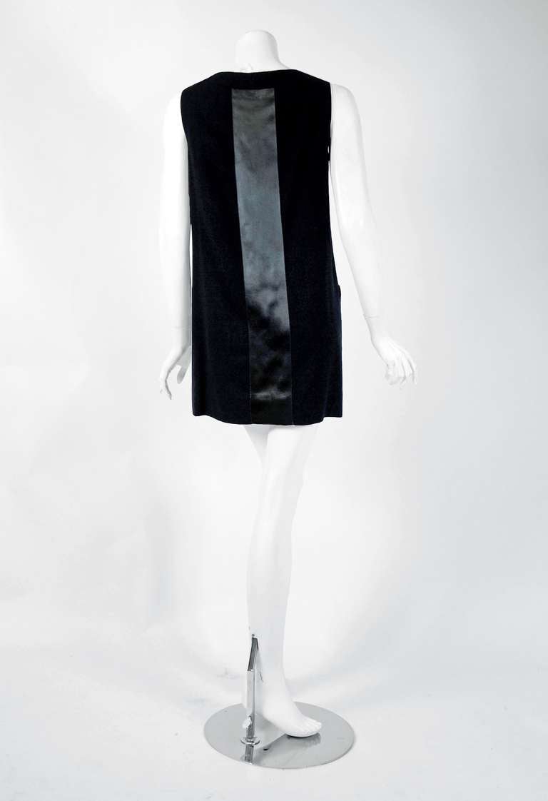 1990's Chanel Black Silk-Crepe & Satin Sleeveless Mod Mini Cocktail Dress 1