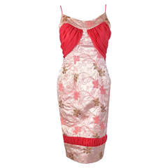 1950's Beaumelle Light-Pink Metallic Embroidered Satin Hourglass Cocktail Dress 10