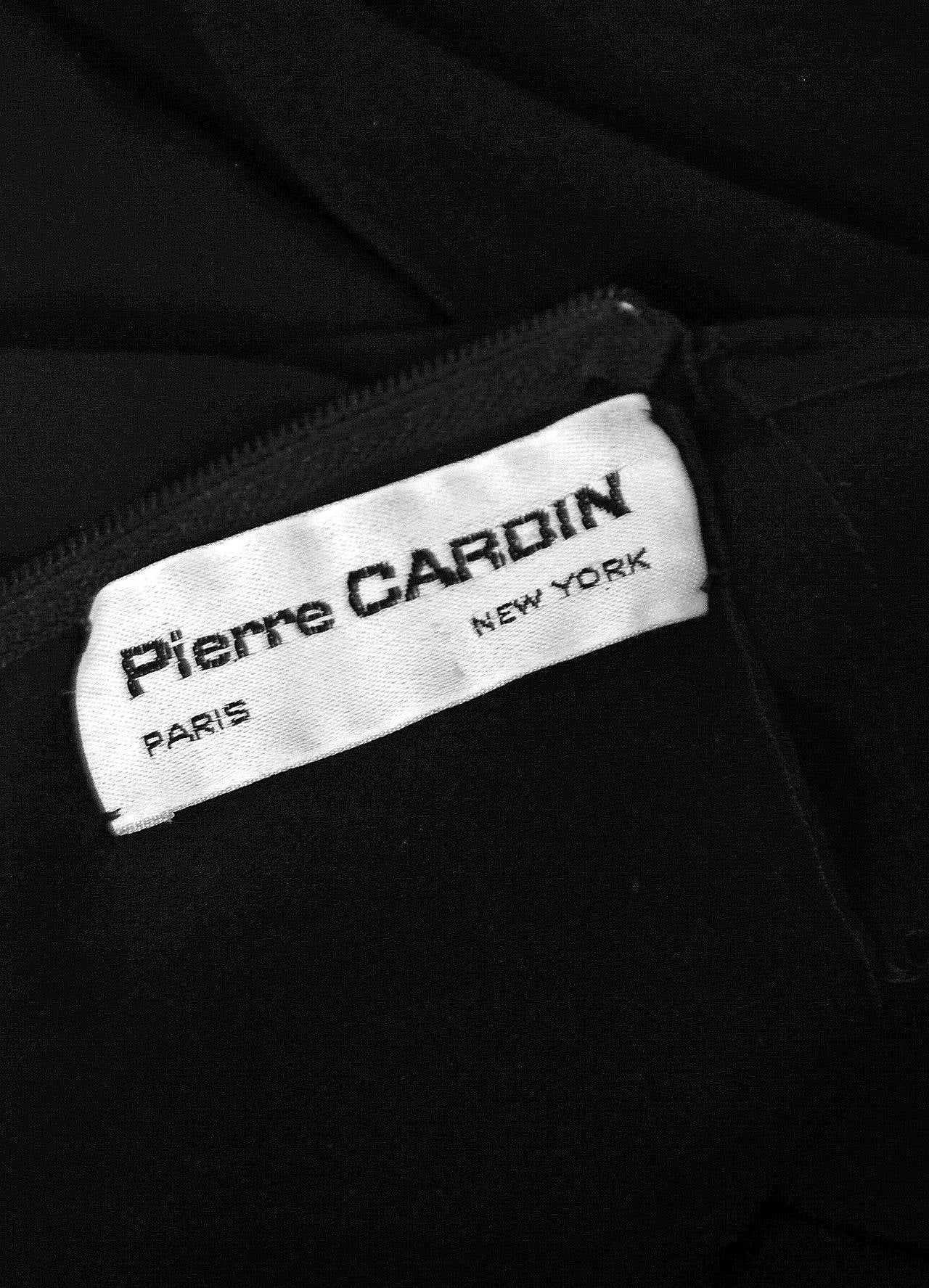 1968 Pierre Cardin Black Silk-Chiffon Tiered Ruffle Long-Sleeve Mod ...
