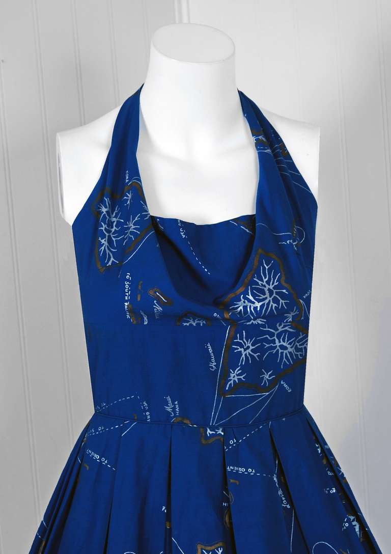 vintage 1950 s dress alfred shaheen cotton hawaiian 1950 s alfred shaheen hawaiian blue novelty print cotton halter sun dress at 1stdibs vintage 1950 s dress alfred shaheen cotton hawaiian 1950 s alfred shaheen hawaiian blue novelty print cotton halter sun dress at 1stdibs