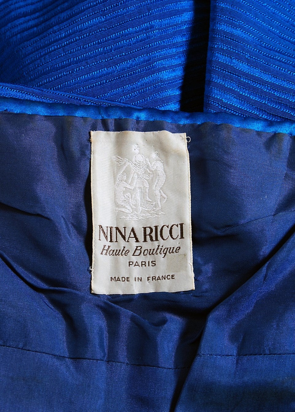 1960's Nina Ricci Paris Cobalt-Blue Silk Shelf-Bust Bow Hourglass Mermaid Gown 2
