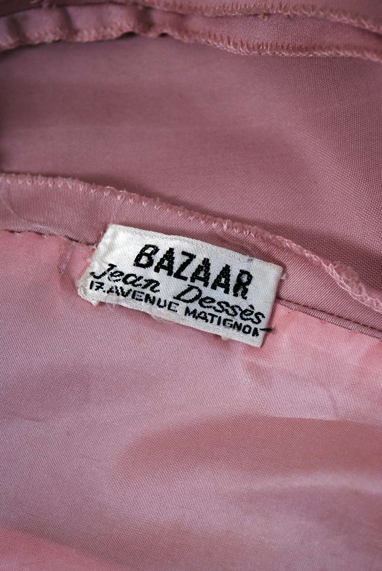 Women's 1950's Jean Desses Mauve-Pink Cotton Halter Bow-Trimmed Full Dress
