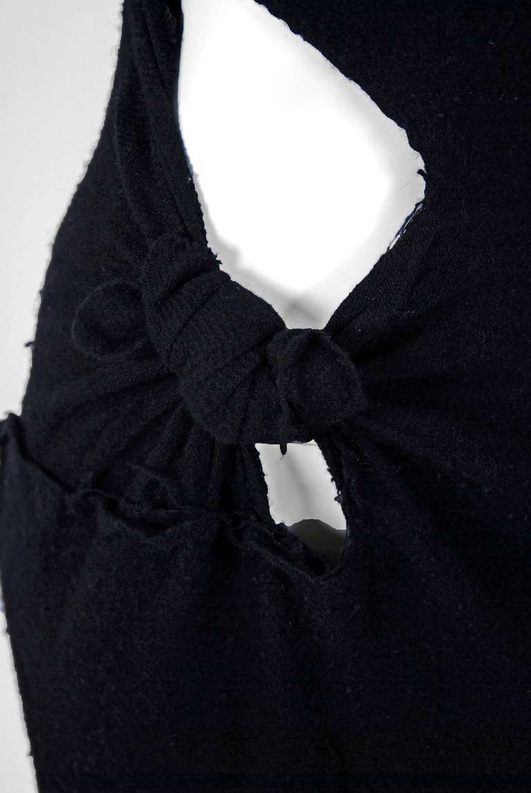 1994 Comme Des Garcons One-Shoulder Black Wool Deconstructed Maxi Dress In Excellent Condition In Beverly Hills, CA