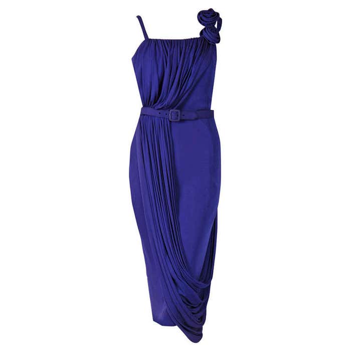1950's Saks Fifth Avenue Purple Silk-Jersey Draped Grecian Cocktail ...
