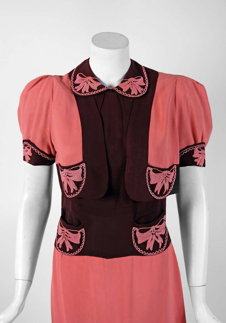 An elegant two-piece dress ensemble from the 