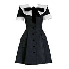 1989 Valentino Couture Silk-Faille Black & White Tuxedo Cocktail Dress 6