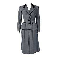 1950 Christian Dior Haute-Couture Black & White Wool New-Look Suit