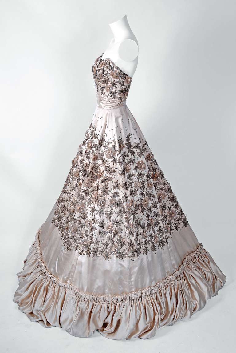 1955 pedro rodriguez haute couture chagne embroidered 1955 pedro rodriguez haute couture chagne embroidered