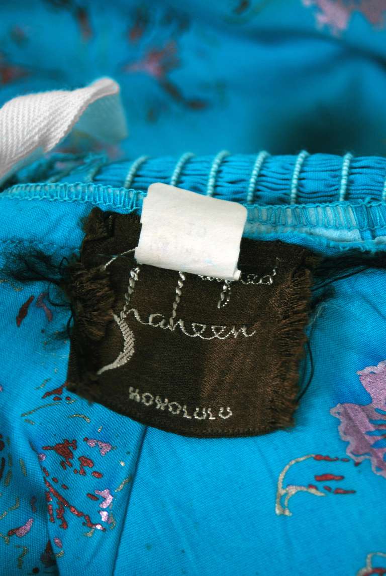 Women's 1950's Alfred Shaheen Hawaiian Turquoise Cotton Shelf-Bust Sarong Dress & Jacket