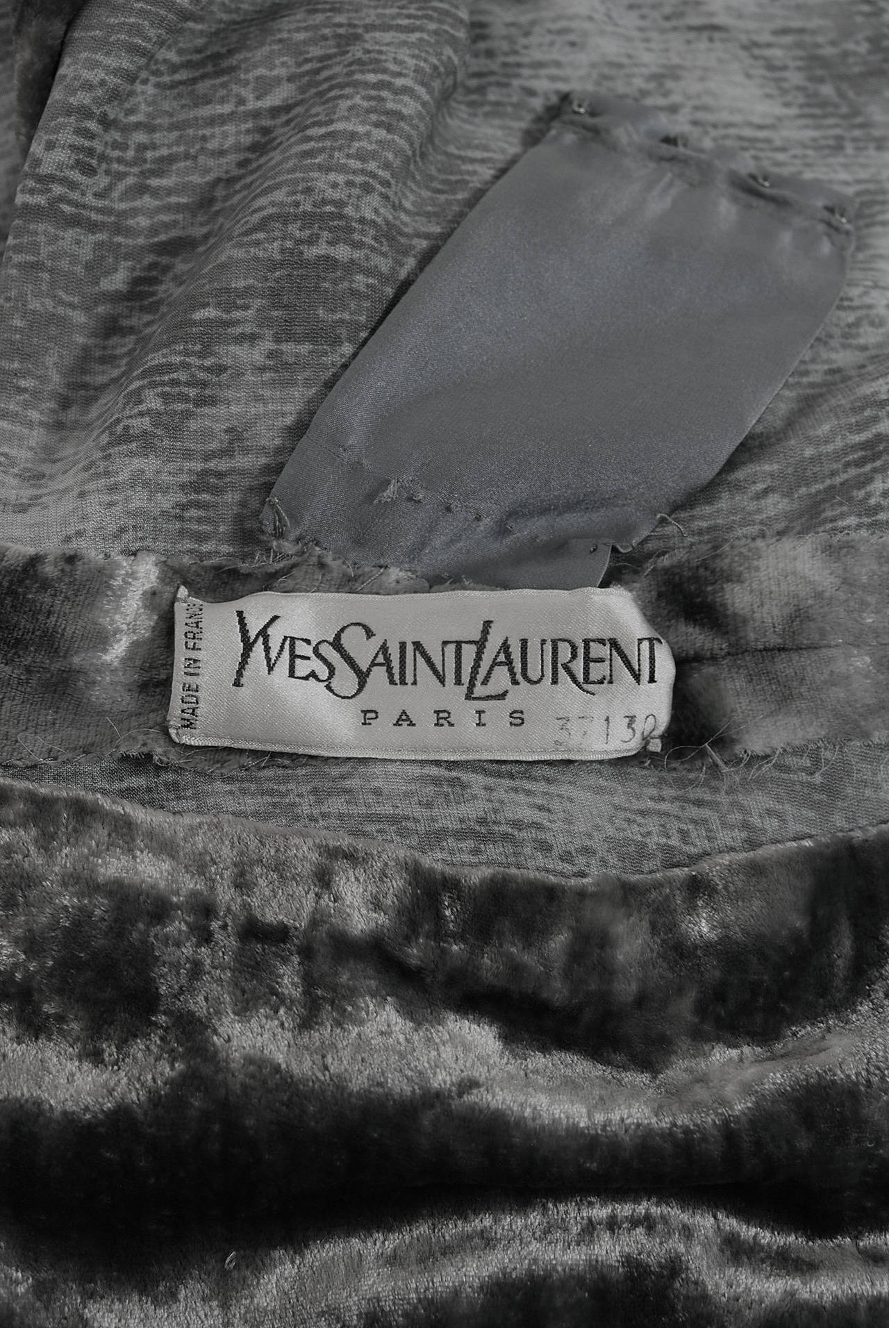 Women's 1975 Yves Saint Laurent Haute-Couture Documented Silver Silk-Velvet Caftan Gown