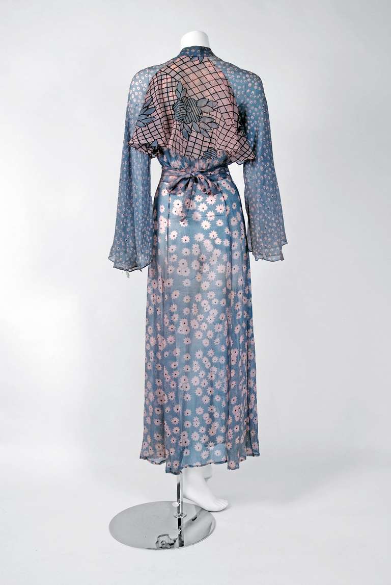 1970 Ossie Clark Documented Milky Way Celia Birtwell Print Chiffon Wrap Dress 2