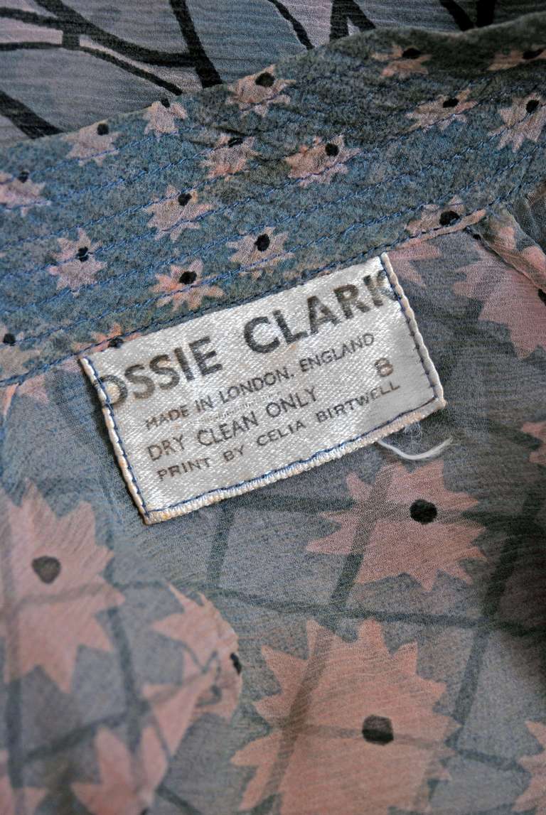 1970 Ossie Clark Documented Milky Way Celia Birtwell Print Chiffon Wrap Dress 3