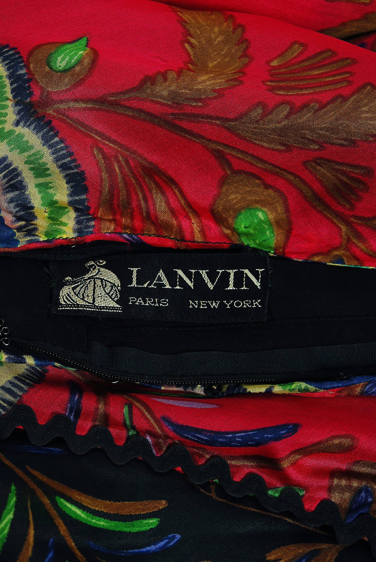 1974 Lanvin Couture Colorful Abstract-Floral Print Silk Goddess Gown & Shawl 2