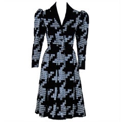 Vintage 1978 Givenchy Haute-Couture Gingham Print Silk Princess Coat Dress