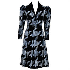 1978 Givenchy Haute-Couture Silk & Velvet Gingham-Print Princess Coat Dress 9