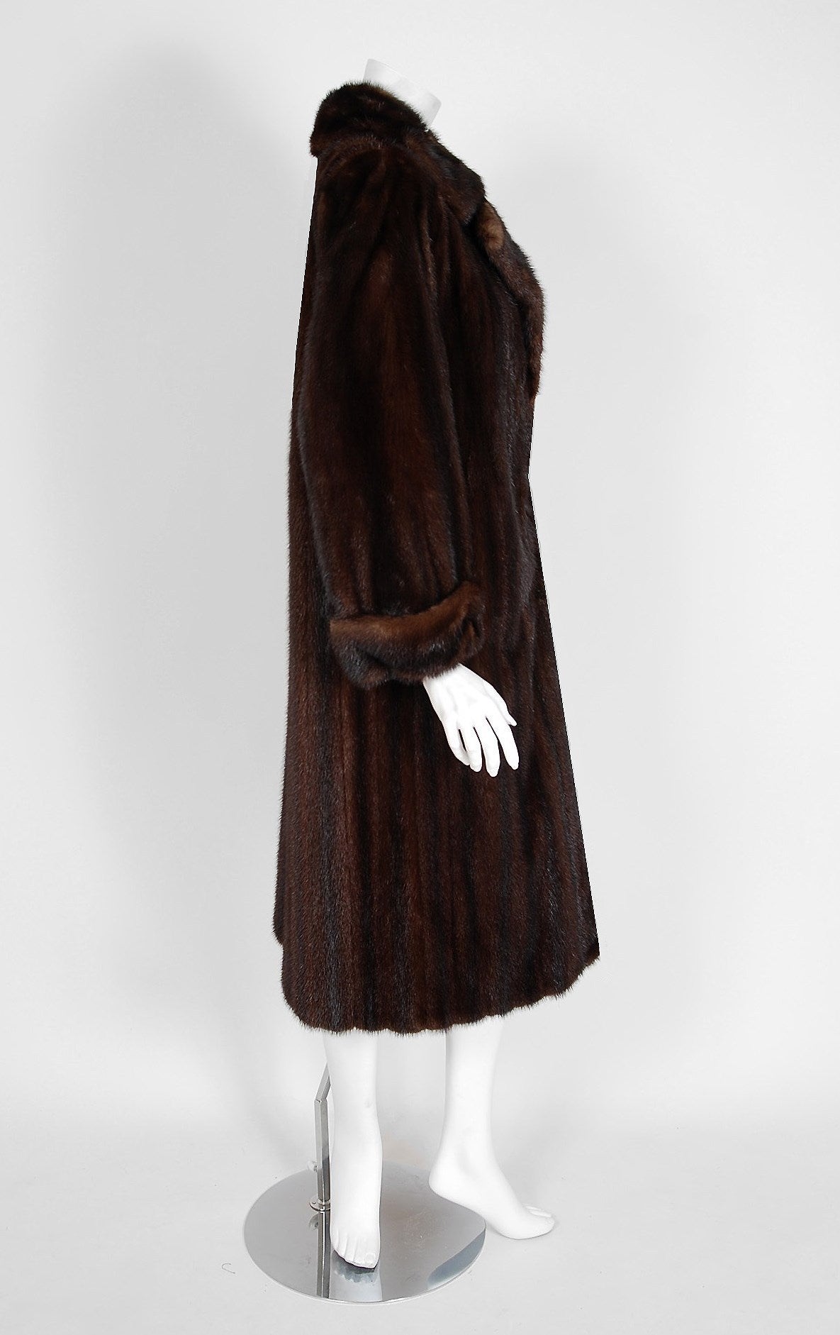 1970's Chloe by Karl Lagerfeld Mahogany Brown Mink-Fur Tailored Stroller Coat