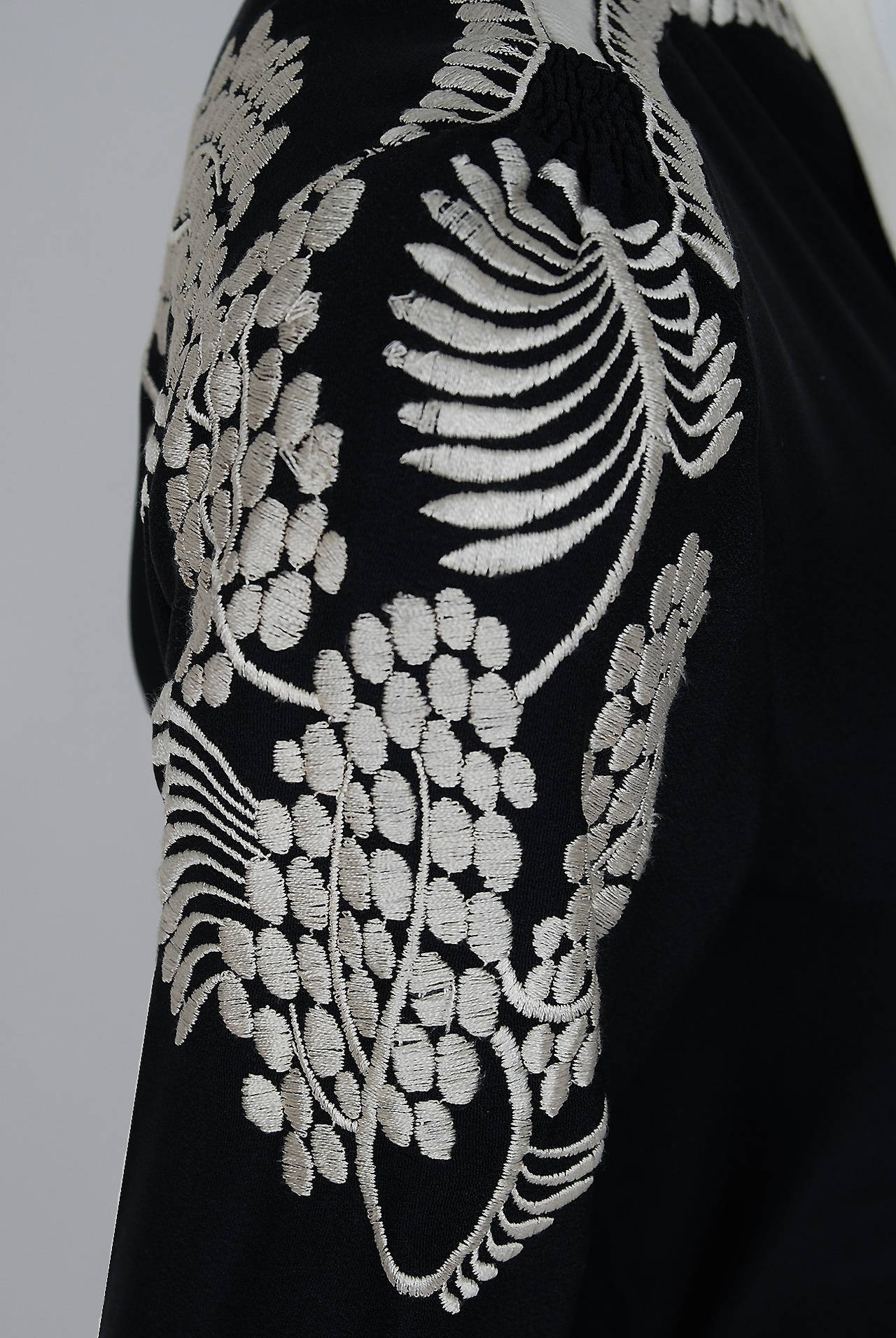 1940's Nina Ricci Haute-Couture Black and White Embroidered Silk Tie ...