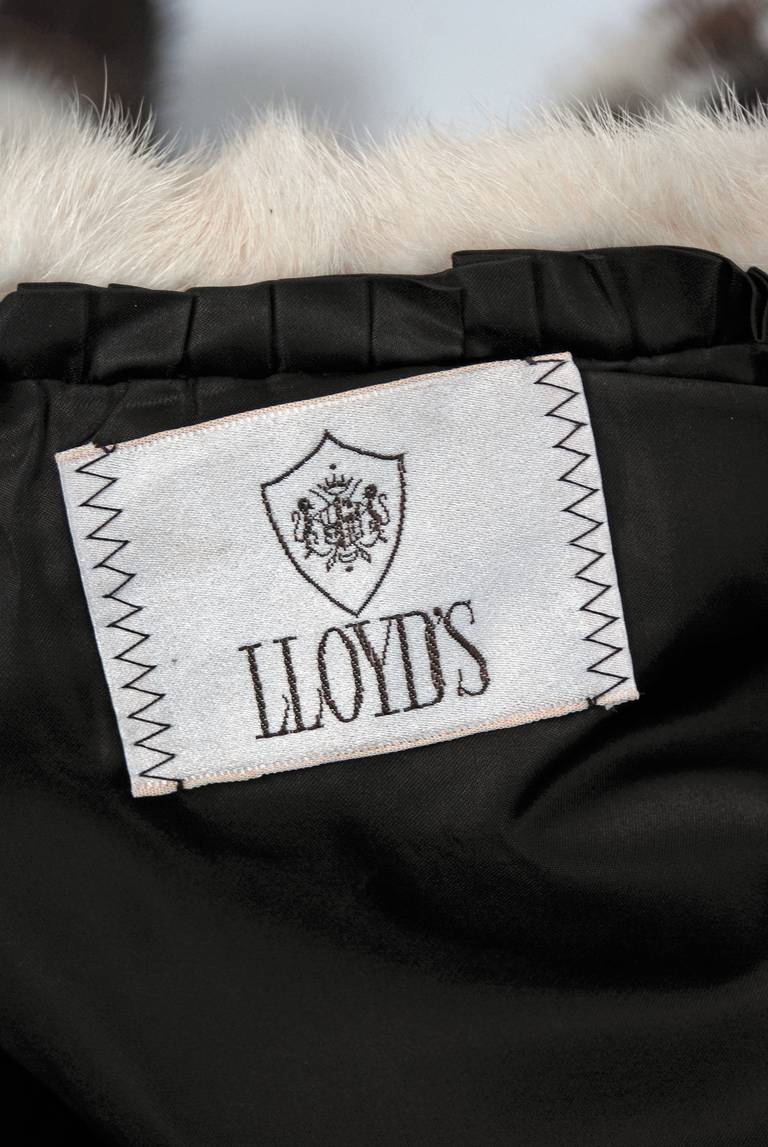 1960's Luxurious White & Brown Patchwork Mink Fur Leather Belted Jacket Coat 1