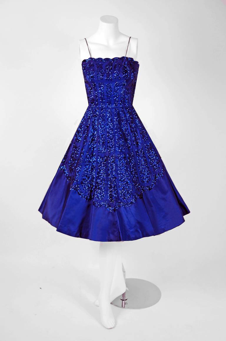 Breathtaking 1950's party dress & cape ensemble by the highly adored label 