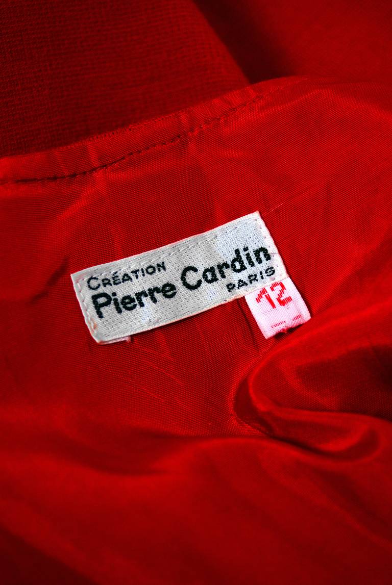 Women's 1960's Pierre Cardin Space-Age Red & Black Block-Color Knit Mod Mini Dress