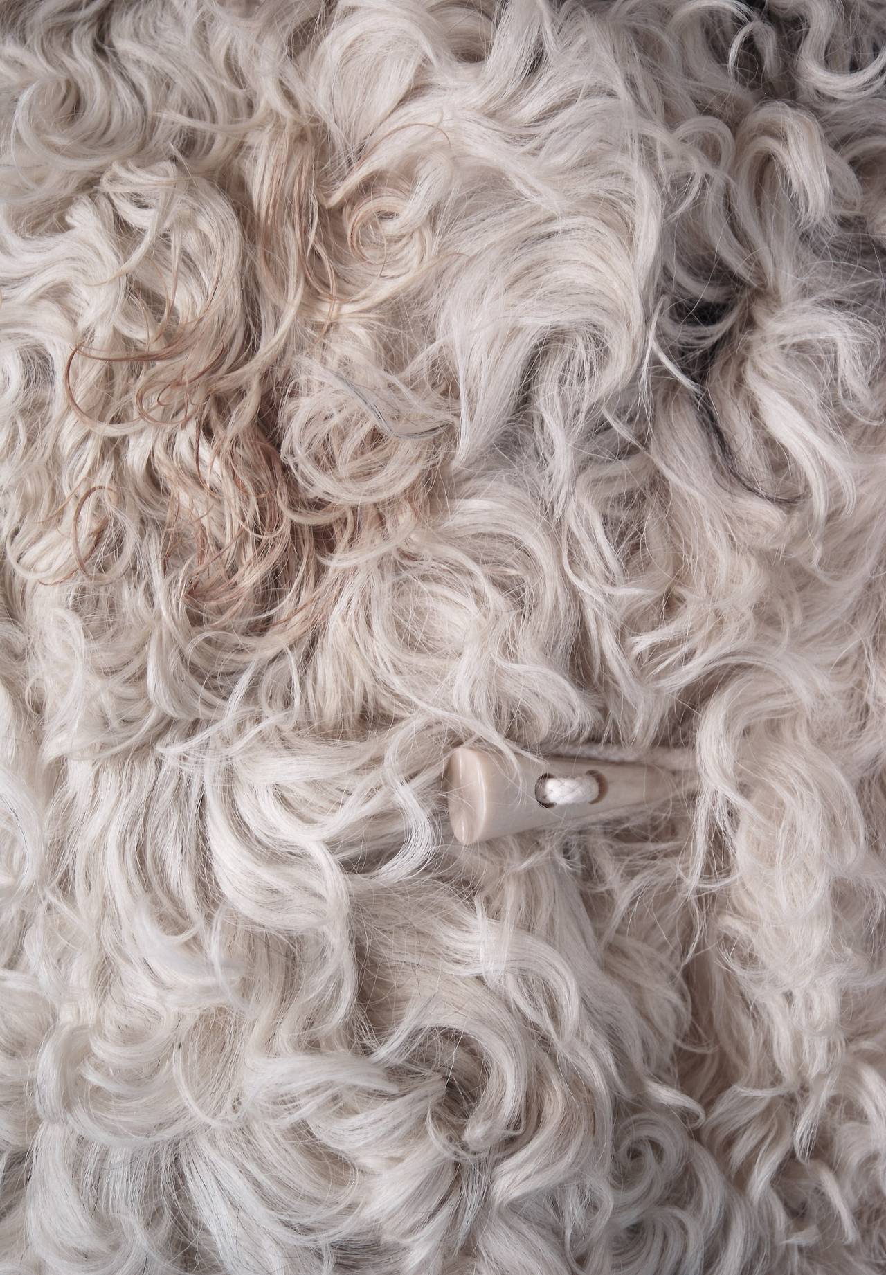 Gray 1970's Exquisite Mongolian Curly-Lamb Ivory Fur Hooded Cropped Coat Jacket