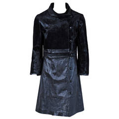 1960's Saks Fifth Avenue Black Leather & Pony-Hair Mod Space-Age Jacket Coat