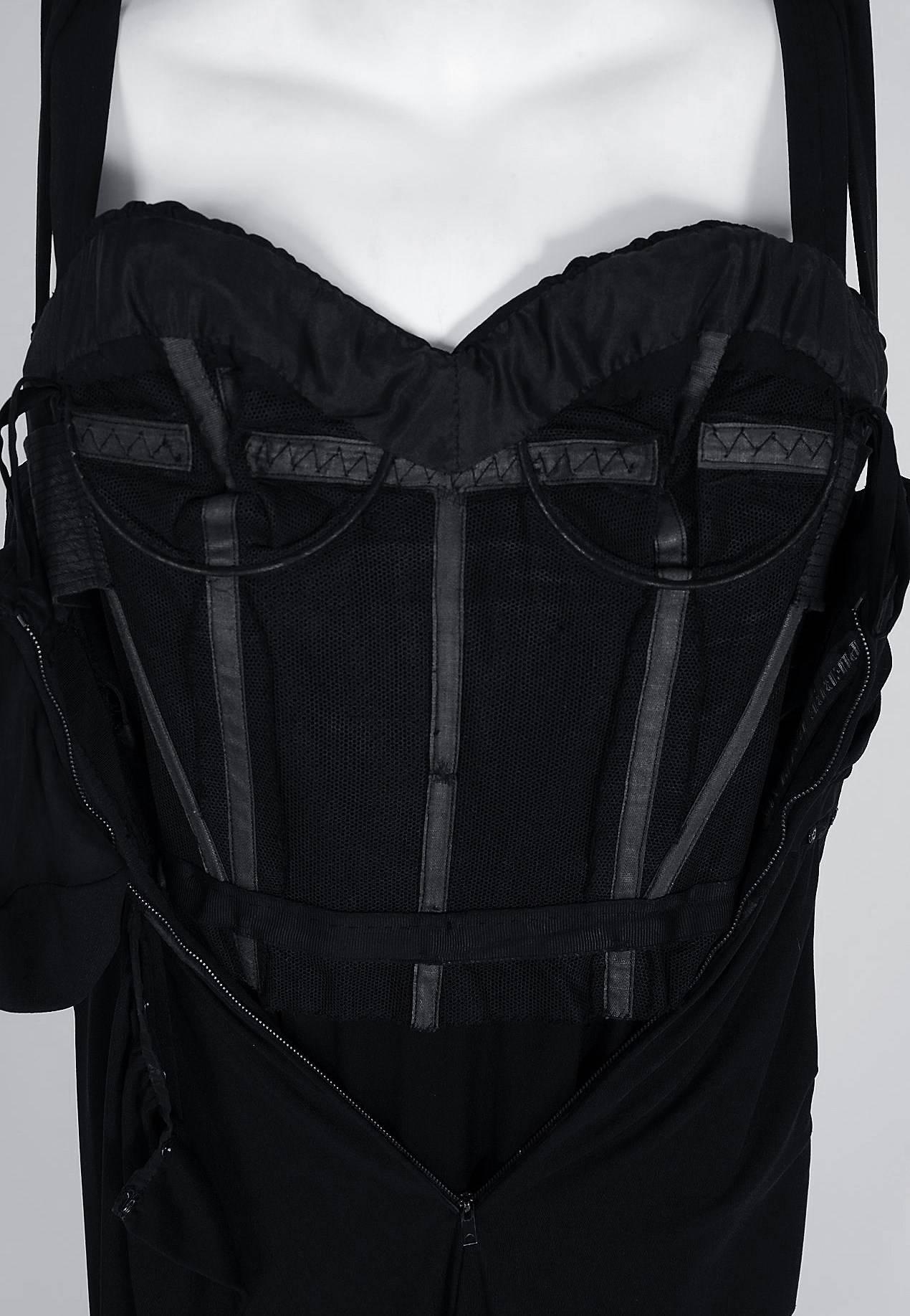Women's 1959 Pierre Balmain Haute-Couture Black Pleated Silk-Jersey Hourglass Gown