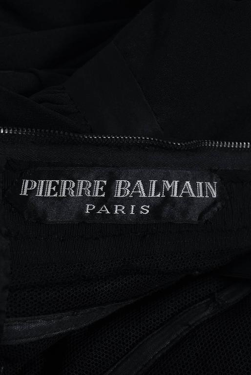 1959 Pierre Balmain Haute-Couture Black Pleated Silk-Jersey Hourglass ...