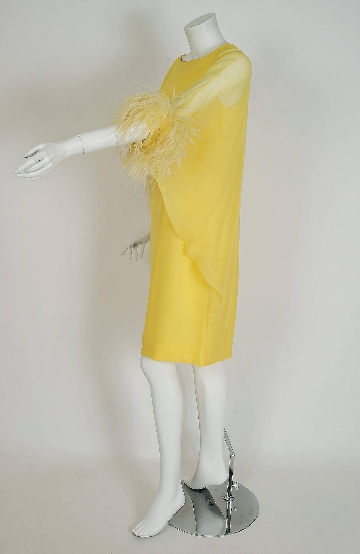 yellow feather dress