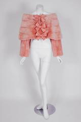 1990's Arnold Scaasi Couture Pink Mink-Fur & Silk Bows Cropped Bolero Jacket