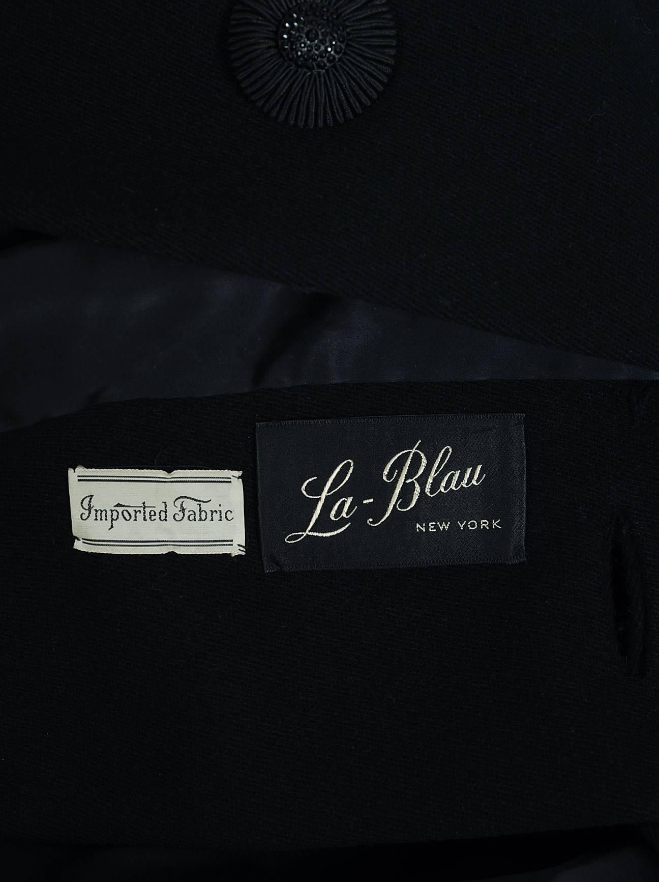 1960's Luxurious Black Wool & Genuine Sheared Beaver-Fur Belted Mod Cape Coat 3