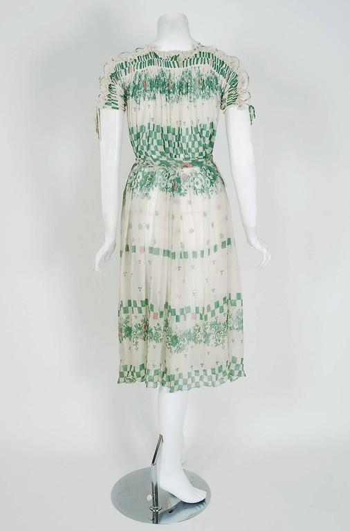 1968 Ossie Clark Couture Silk-Crepe Celia Birtwell Print Lace-Up Belted ...