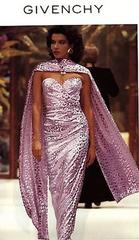1990 Givenchy Haute-Couture Lavender Leopard Print Silk-Velvet Strapless Gown