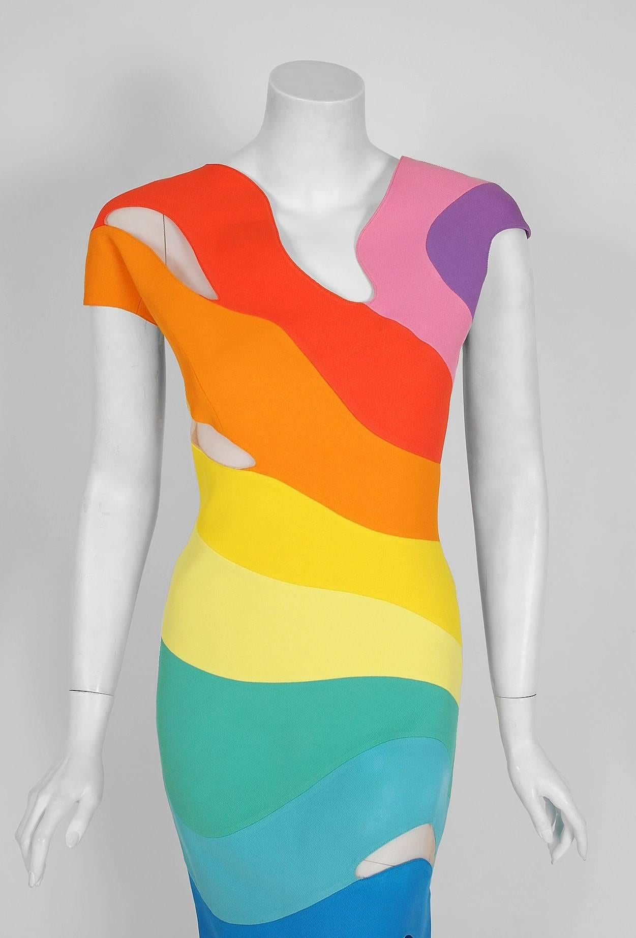 mugler colorful dress