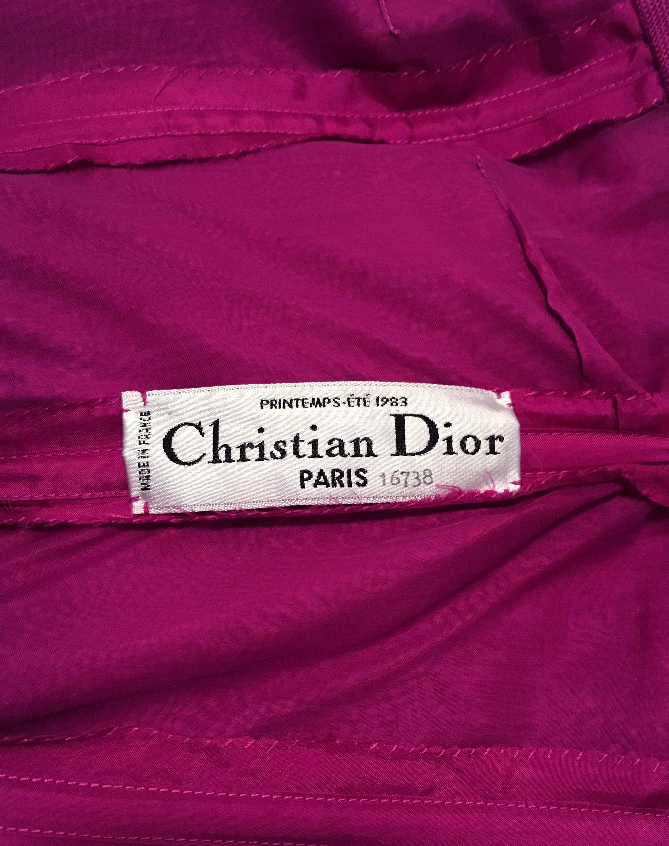 1983 Christian Dior Haute-Couture Purple Silk Strapless Sculpted Cocktail Dress In Excellent Condition In Beverly Hills, CA