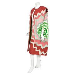 Vintage 1980's Michaele Vollbracht Couture Iconic Metallic Embroidered Graphic Silk Cape