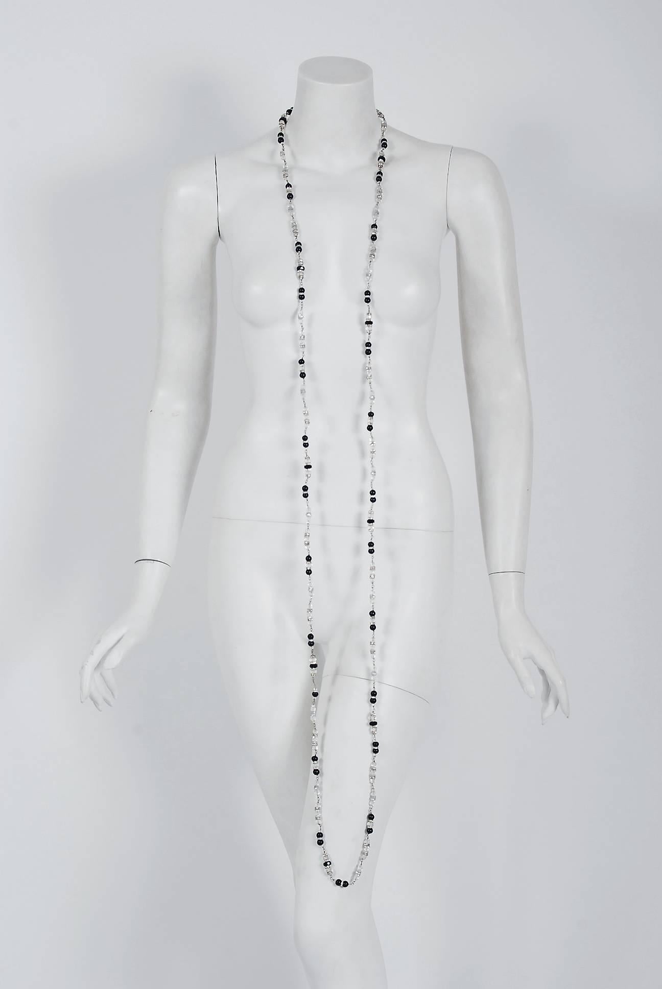 Art Deco Vintage 1954 Chanel by Robert Goossens Crystal Long Sautoir Couture Necklace For Sale