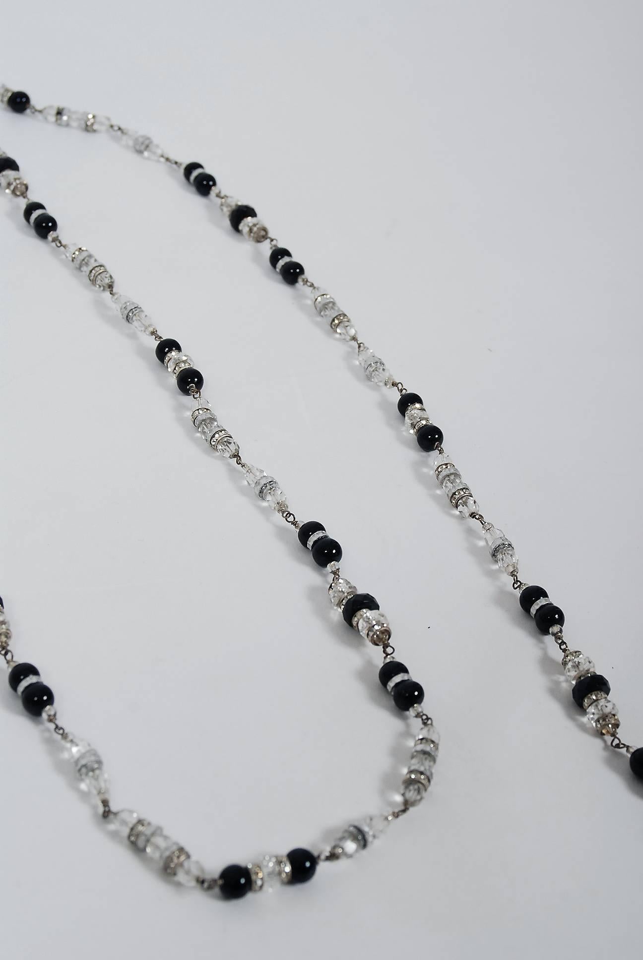 Vintage 1954 Chanel by Robert Goossens Crystal Long Sautoir Couture Necklace In Good Condition For Sale In Beverly Hills, CA