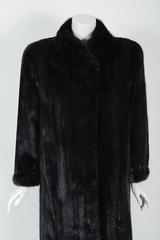 1992 Christian Dior Couture Black Diamond Mink Fur High-Collar Full Length Coat