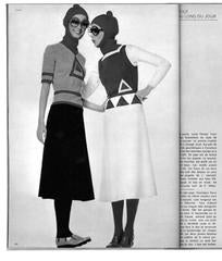 1969 Louis Feraud Graphic Block-Color Linen Deco Applique Drop-Waist Mod Dress