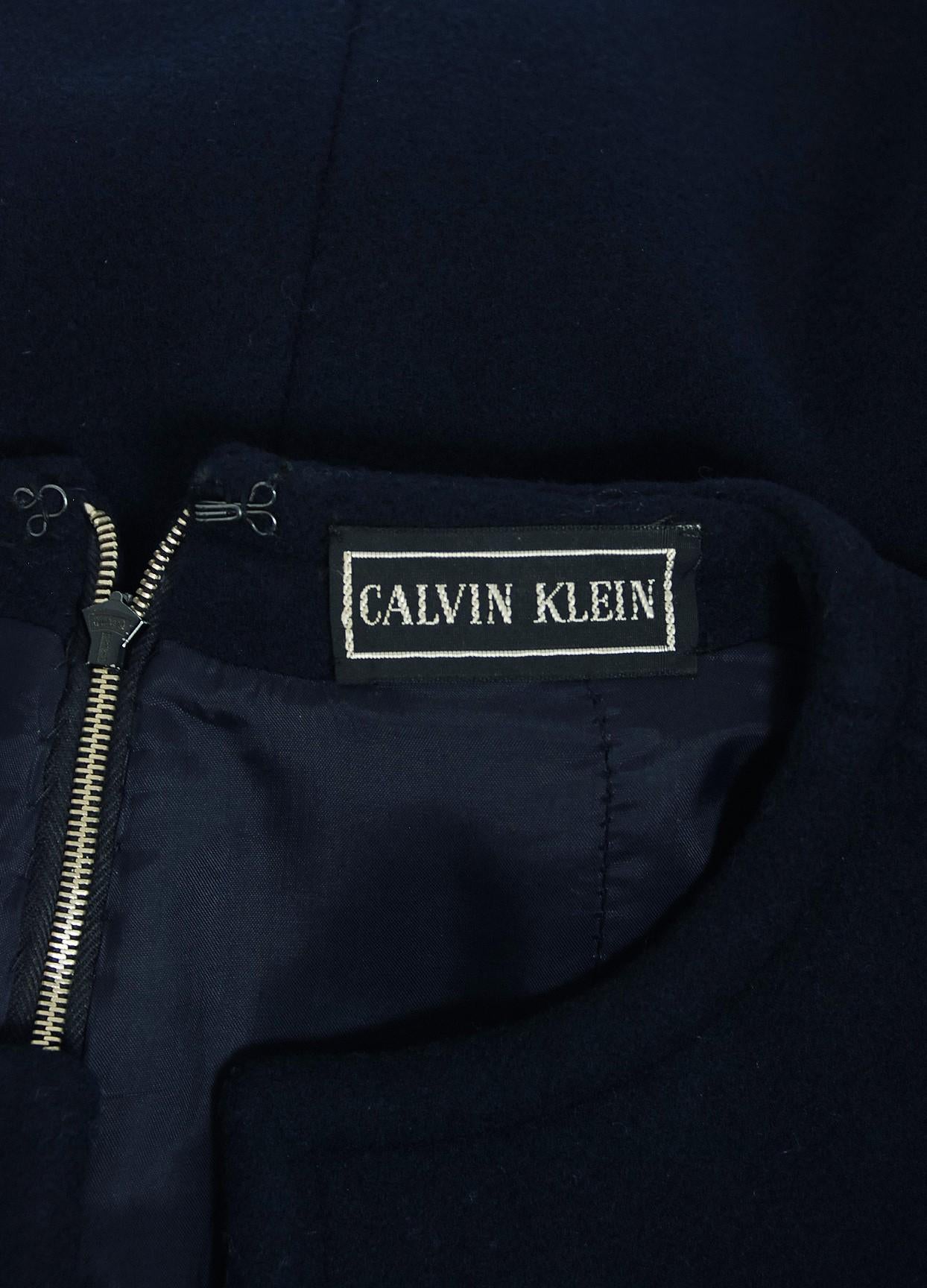 1968 Calvin Klein Navy-Blue Wool Mod Pockets Sleeveless Tunic & Pants Ensemble  3