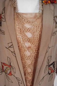 Vintage 1920's Arthur Weiss Couture Metallic Art Deco Embroidered Silk Dress