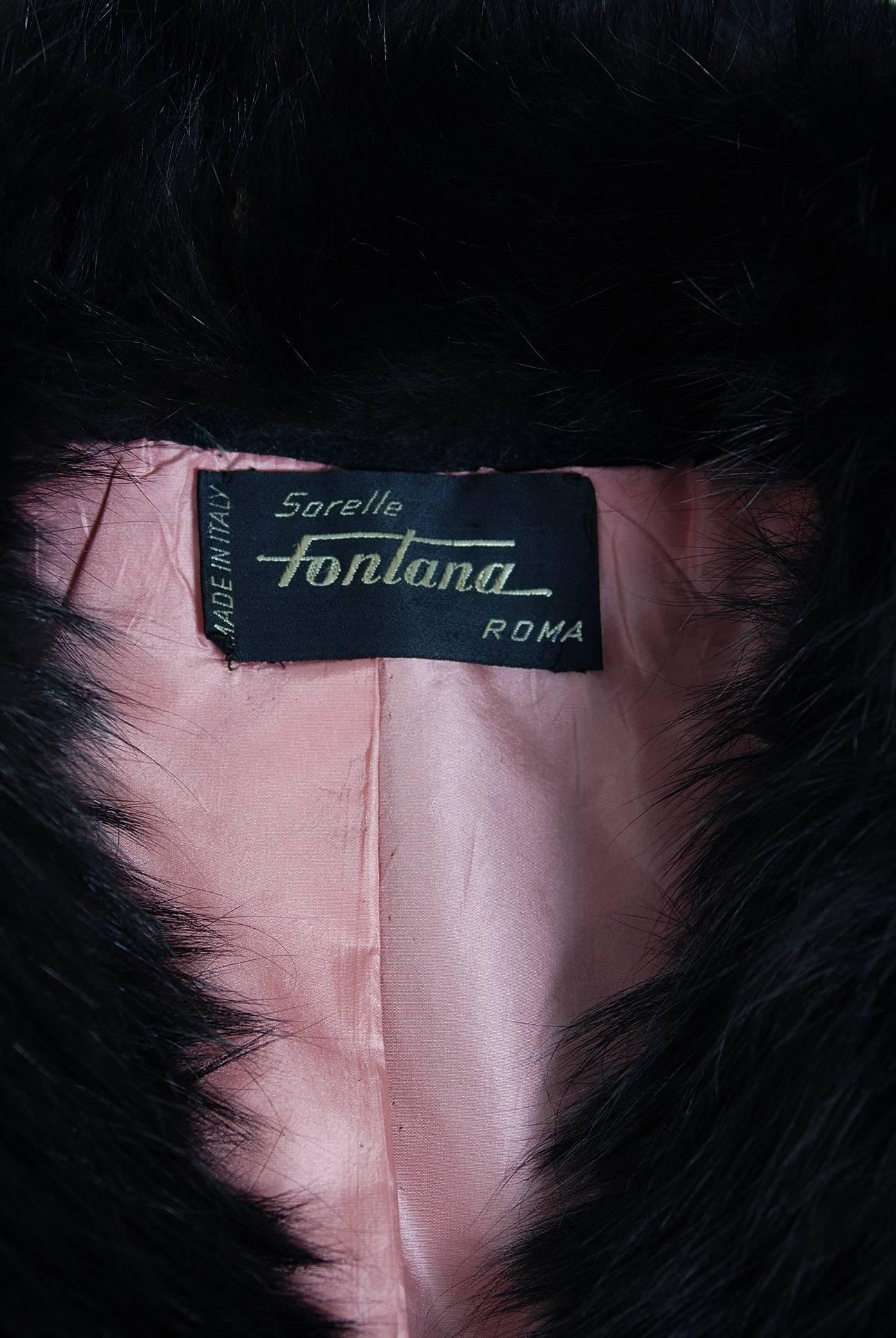 1958 Sorelle Fontana Haute-Couture Black Wool Fox-Fur Coat Owned By Ava Gardner 2