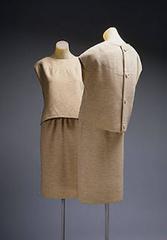 1964 Givenchy Haute-Couture White Linen Tailored Sleeveless Mod Dress Ensemble