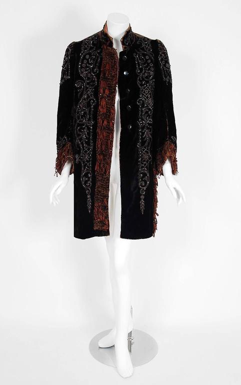 1880's Victorian Antique Couture Beaded Fringe Rust-Velvet Gothic ...