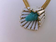 Dynamic Unsigned Schreiner ruffle style summer pendant necklace 1960s
